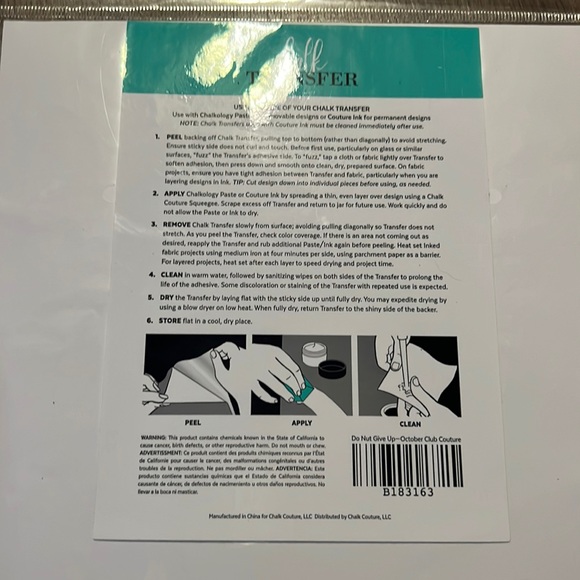 Do Nut Give Up Chalk Couture Transfer Size B - Picture 2 of 3